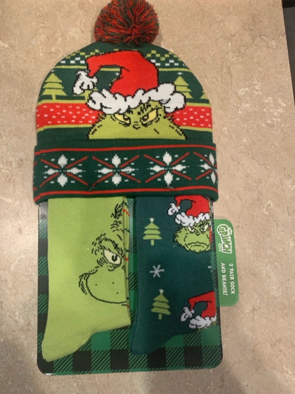 GRINCH - Pom Pom Beanie Hat and Sock Set - Green